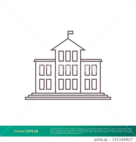 School Building Icon Vector Logo Template Illustration Design. Vector EPS 10. 135184927
