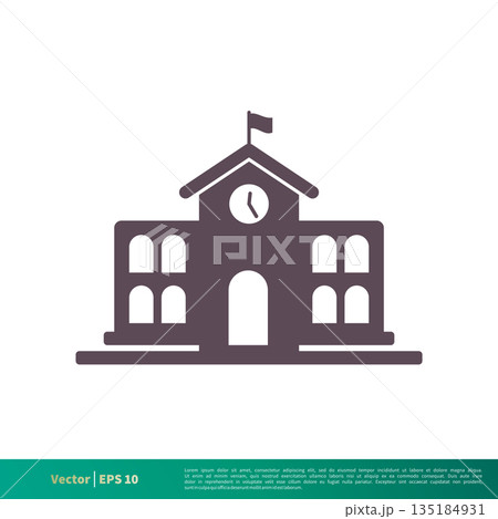 School Building Icon Vector Logo Template Illustration Design. Vector EPS 10. 135184931