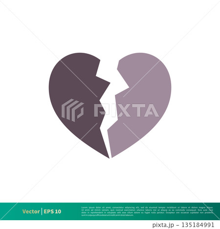 Broken Heart Icon Vector Logo Template Illustration Design. Vector EPS 10. 135184991