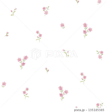 Seamless Watercolor Floral Pattern with Delicate Spring Flowers and Green Leaves Seamless Watercolor Floral Pattern with Delicate Spring Flowers and Green Leaves 135185385