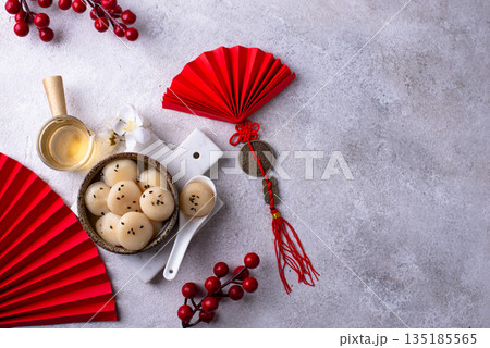 Tang yuan rice dumpling balls for Chinese lunar New year celebration Tang yuan rice dumpling balls for Chinese lunar New year celebration 135185565