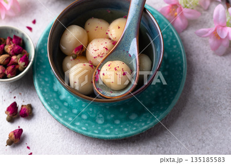 Tang yuan rice dumpling balls for Chinese lunar New year celebration 135185583