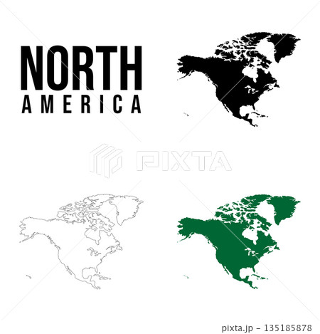 North america isolated on white background for website layouts, reports, annual infographics, world,travel around the world and map silhouette backdrop North america isolated on white background for website layouts, reports, annual infographics, world,travel around the world and map silhouette backdrop 135185878