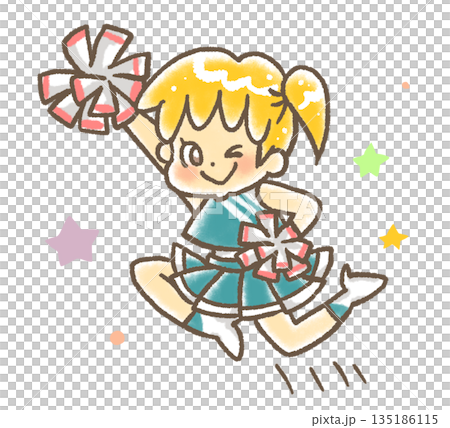 元気に応援するチアリーダー 135186115