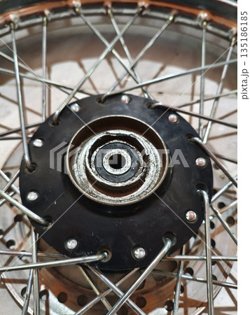 close up of a bicycle wheel close up of a bicycle wheel 135186185