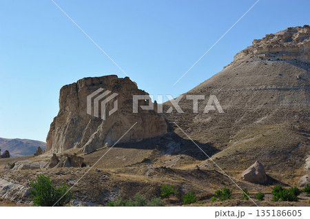 rock formations located near the town of Goreme in Cappadocia 135186605