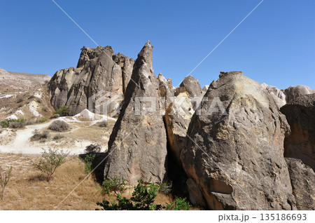 rock formations located near the city of Urgup in Cappadocia rock formations located near the city of Urgup in Cappadocia 135186693