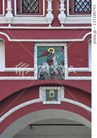 icons over the Resurrection gate of Kitay Gorod in Moscow 135186741
