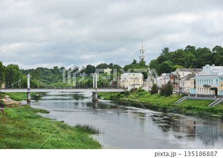 view of the embankment of the Tvertsy river in Torzhok view of the embankment of the Tvertsy river in Torzhok 135186887