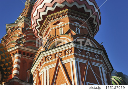 view of the domes of St. Basil's Cathedral in Moscow view of the domes of St. Basil's Cathedral in Moscow 135187059