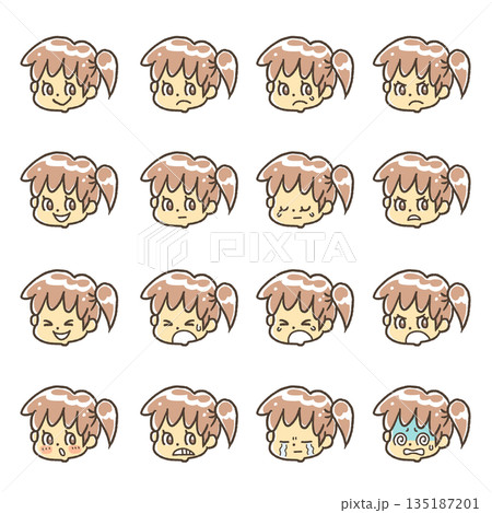 顔のみ表情セット1 　女の子 135187201
