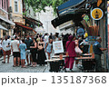 Tourists walking near the Galata Tower in Istanbul 135187368