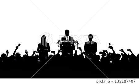 記者会見・政治家・シルエット 記者会見・政治家・シルエット 135187407
