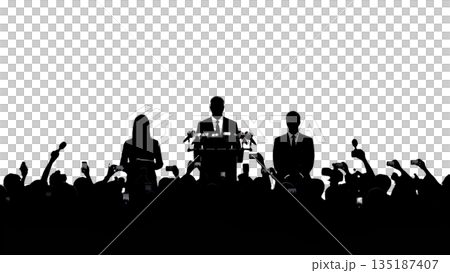 記者会見・政治家・シルエット 記者会見・政治家・シルエット 135187407
