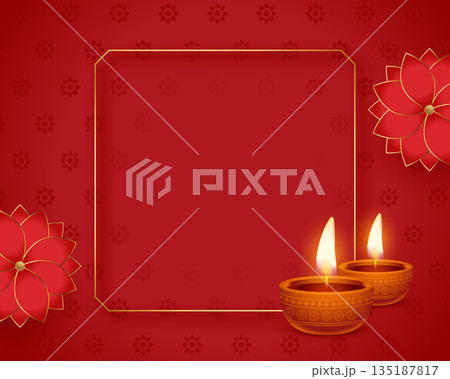 glowing oil lamp on diwali background with textspace 135187817