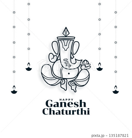 elegant ganesh chaturthi wishes background in line art elegant ganesh chaturthi wishes background in line art 135187821