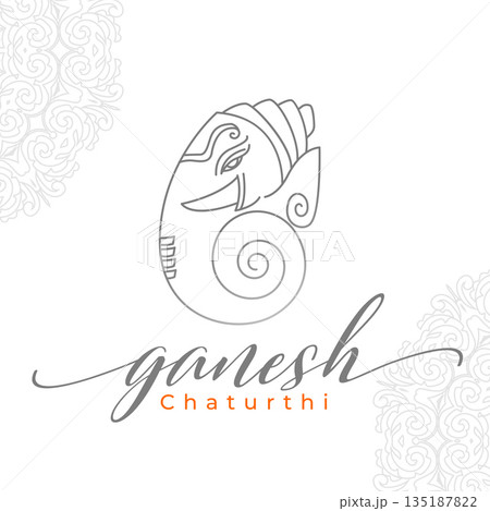 happy ganesh chaturthi greeting background with lord ganpati design 135187822