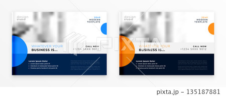 set of business annual stationery layout with orange and blue theme 135187881