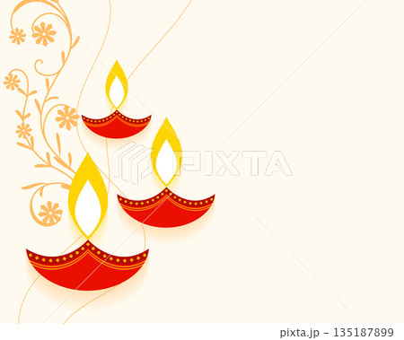 artistic diwali diya white background with text space artistic diwali diya white background with text space 135187899
