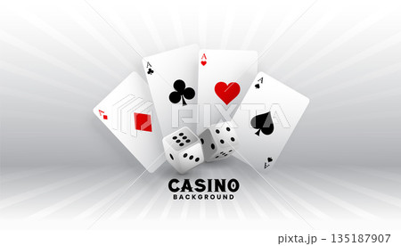 3d gambling dice poker banner with playing ace card design 135187907