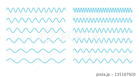 abstract blue zigzag wavy lines pattern in set 135187920