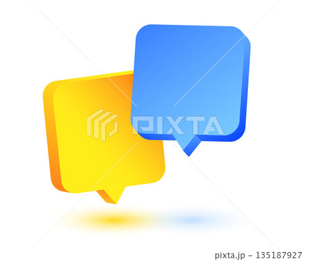 web chat box sign template in 3d style with blank space 135187927