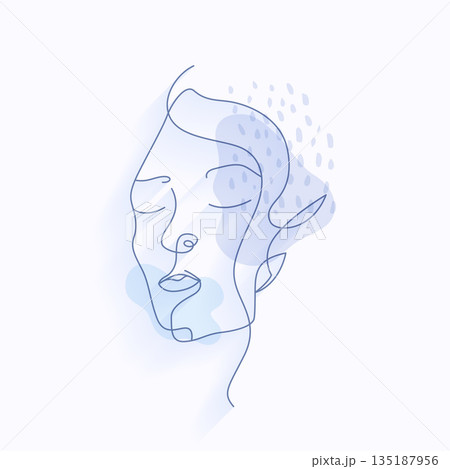 minimal and abstract female face outline in line art minimal and abstract female face outline in line art 135187956