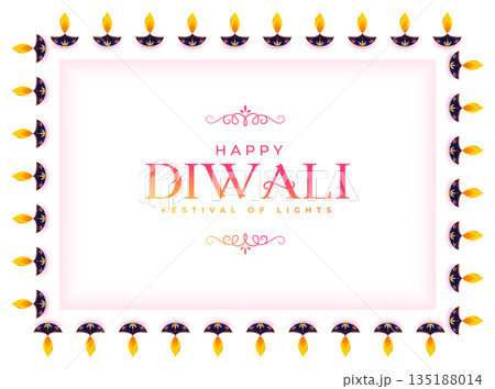 happy diwali diya border frame greeting background design 135188014