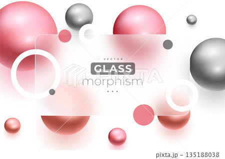 trendy glass morphism wallpaper with 3d geometric sphere design 135188038