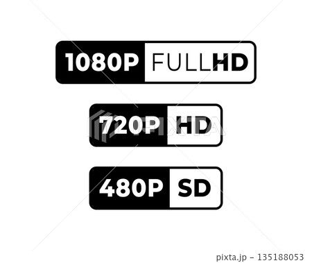 high definition 480p, 720p and 1080p full hd screen resolution 135188053