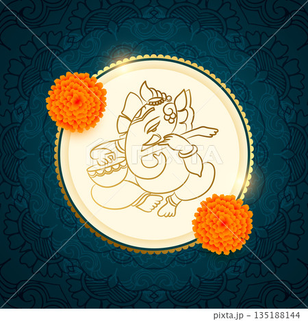 premium ganesh chaturthi celebration background with floral design 135188144