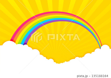 nature's prism rainbow yellow background with papercut style cloud nature's prism rainbow yellow background with papercut style cloud 135188164