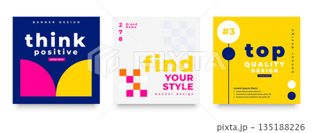 set of abstract social media post template for business advertisement 135188226