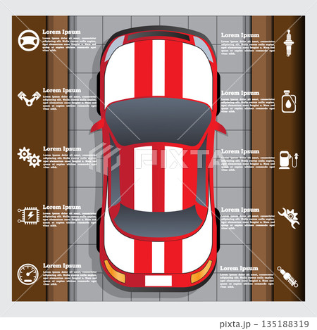 Car service, repair, diagnostic. The template for the presentation. Vector illustration. 135188319