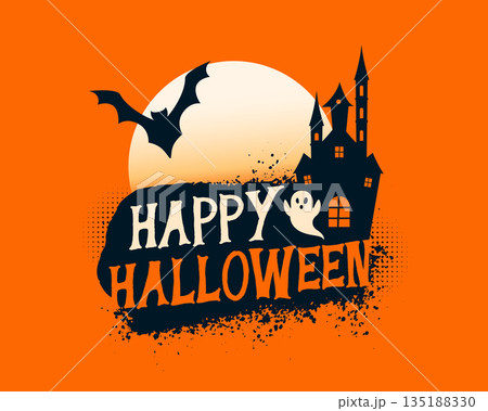 happy halloween creepy night background with scary elements 135188330