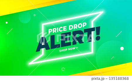 holiday special price drop alert banner with glowing neon effect 135188368