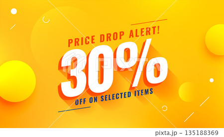 3d style price drop sale banner for best deal on selected item 3d style price drop sale banner for best deal on selected item 135188369