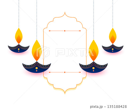 hanging style diwali diya festive background with text space 135188428