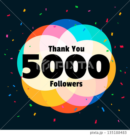 thank you 5k digital subscribers celebration background with colorful confetti 135188483