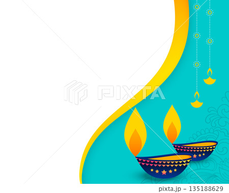 shubh diwali festive card. artistic diya with text space shubh diwali festive card. artistic diya with text space 135188629