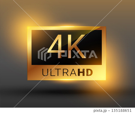 golden 4k ultra hd screen resolution badge icon design 135188651