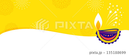 white yellow artistic diwali diya event banner with text space white yellow artistic diwali diya event banner with text space 135188699