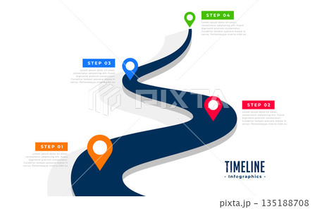 four step road map infographic template with colorful location pointer four step road map infographic template with colorful location pointer 135188708