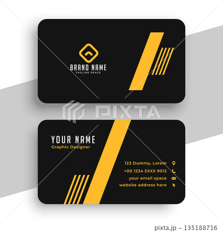 Corporate black and yellow business card template 135188716