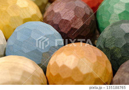 Multi-colored balls or polyhedrons, interior decoration 135188765