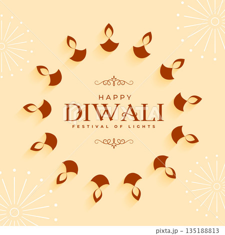 happy diwali wishes background with diya decor happy diwali wishes background with diya decor 135188813