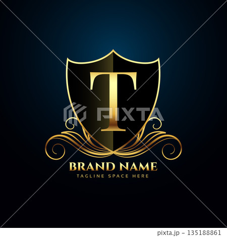 shimmering golden letter T logo background for business promotion 135188861