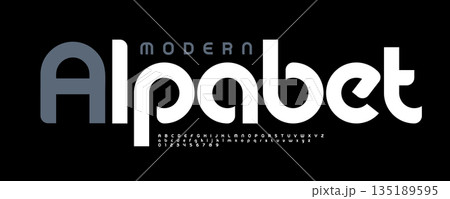 Modern Font Logo Alphabet Geometric Letter Set Creative Typography, Tech Sport Game Typographic Design for Music Poster Headline, Digital Futuristic Type Logotype, Sans Serif Fonts. Vector Typeface 135189595