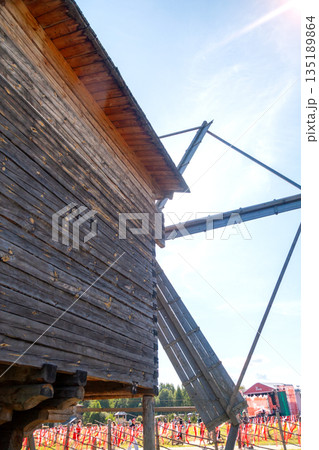 Old building of a village windmill 135189864