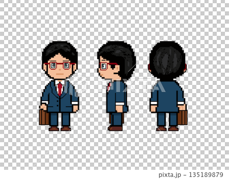 A working man wearing red glasses_Pixel art 135189879